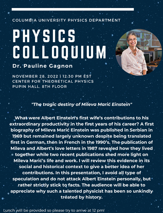 Physics Colloquia Flyer- Pauline Gagnon
