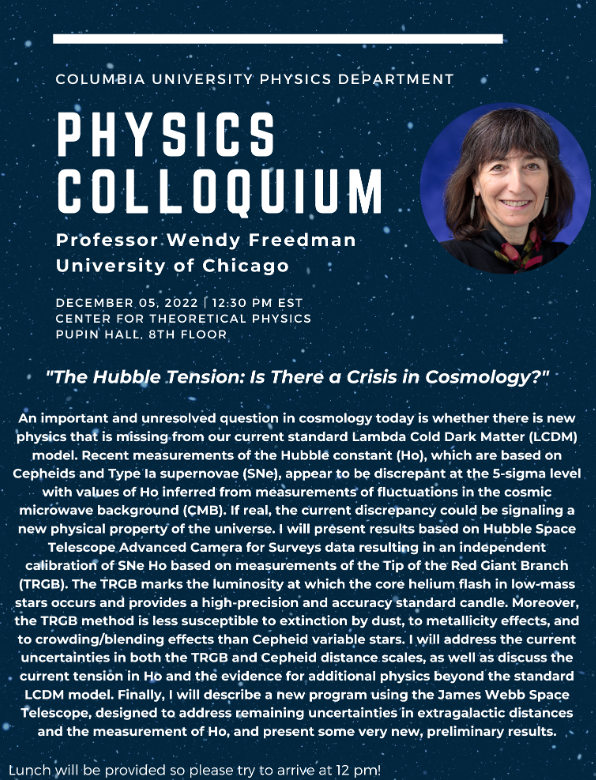 Physics Colloquia Flyer- Wendy Freedman