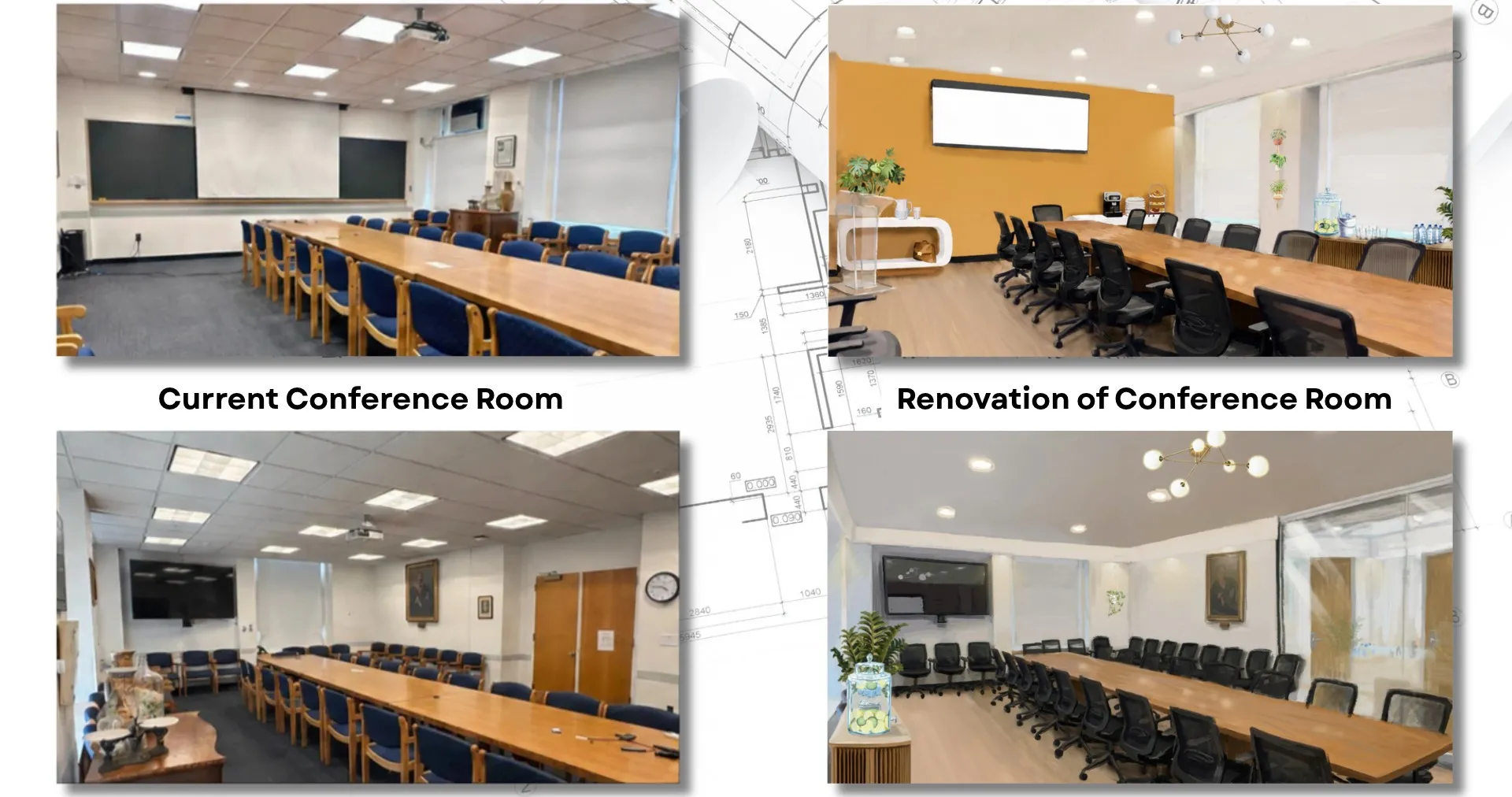 Sample mock-up of renovation design for conference room 705