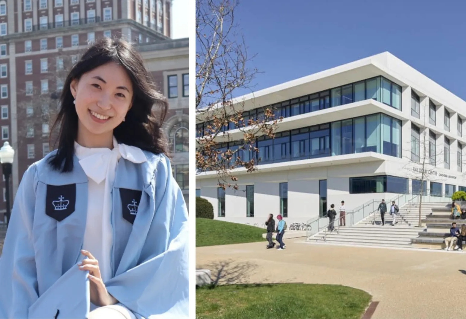 (left) Lindsay Koo; (right) Ray Dolby Centre (credit: University of Cambridge)